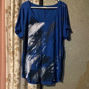 Blue and White Women's Top